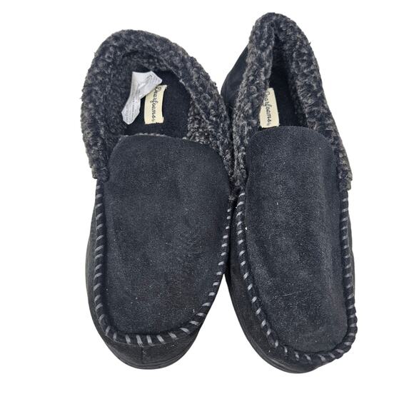 NEW Dearfoams M 9-10 Slippers Black Slip On Washable Memory Foam Comfort